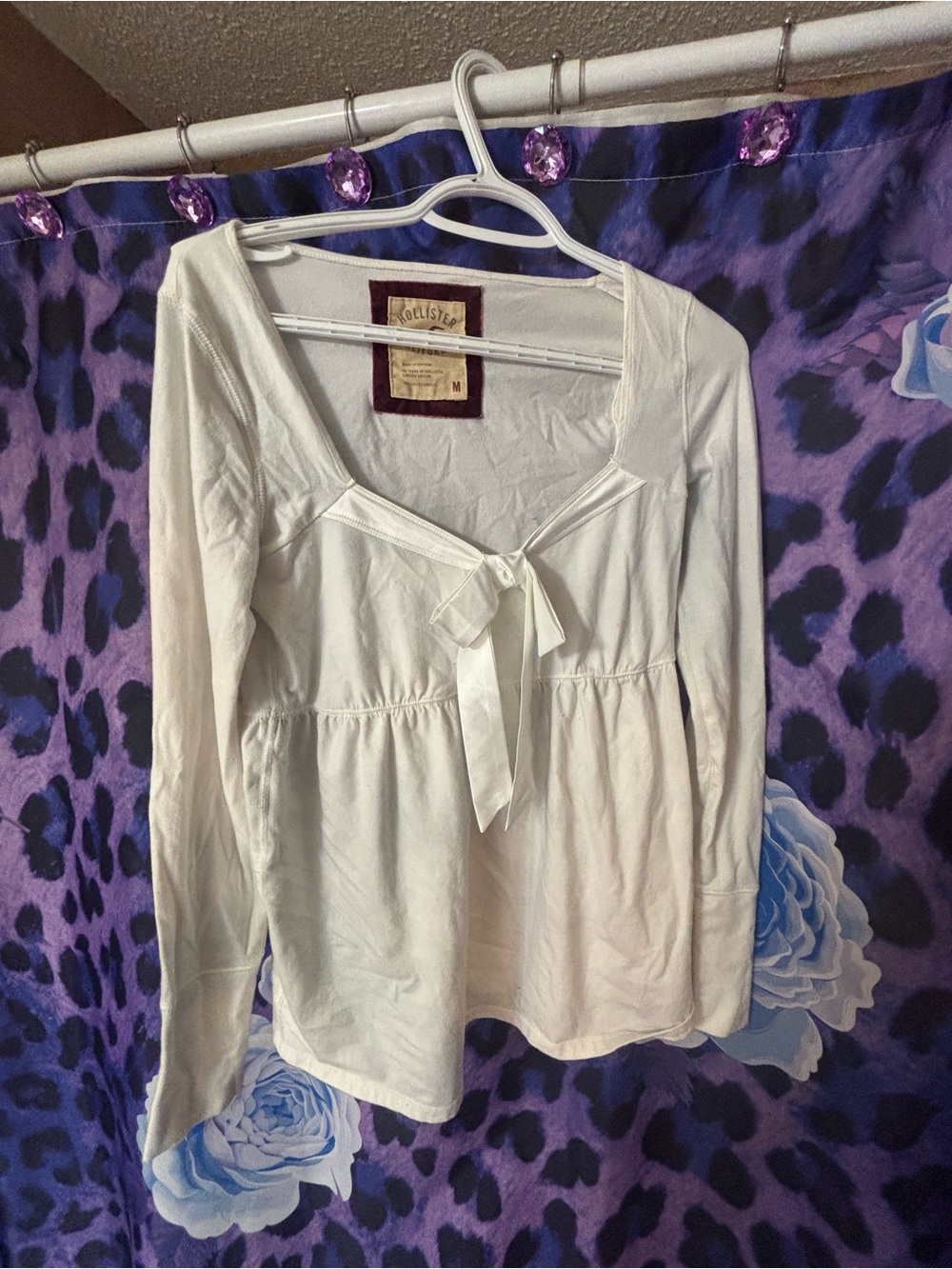 Limited Release Hollister White Long Sleeve Babydoll Top